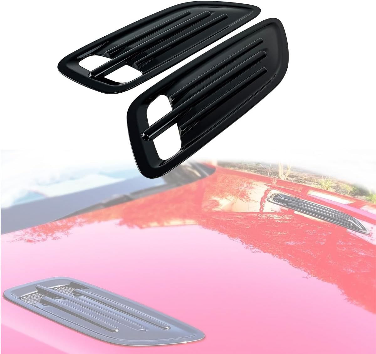 2PCS Hood Vent Trim Covers Fit for Kia Stinger 2018-2023 Glossy Black
