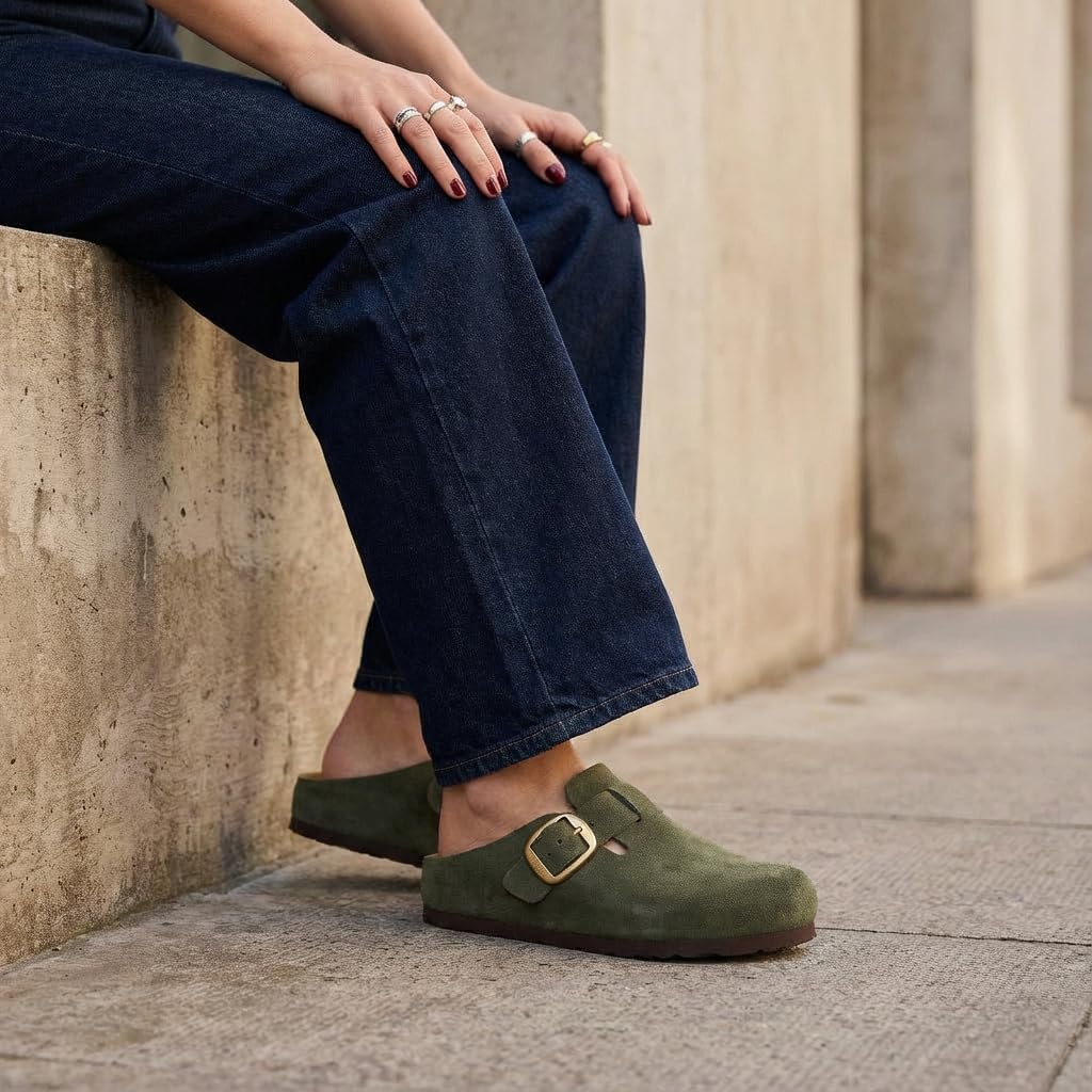 CUSHIONAIRE Rusty Genuine Leather Clogs for Women, Comfortable Slip On Womens Shoes with Adjustable Buckle and Soft Memory Foam - Image 3