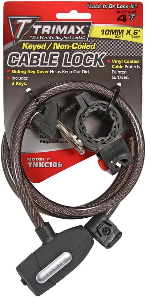 Candado de cable Trimax TNKC106 72 in x 10 mm negro miniatura 1