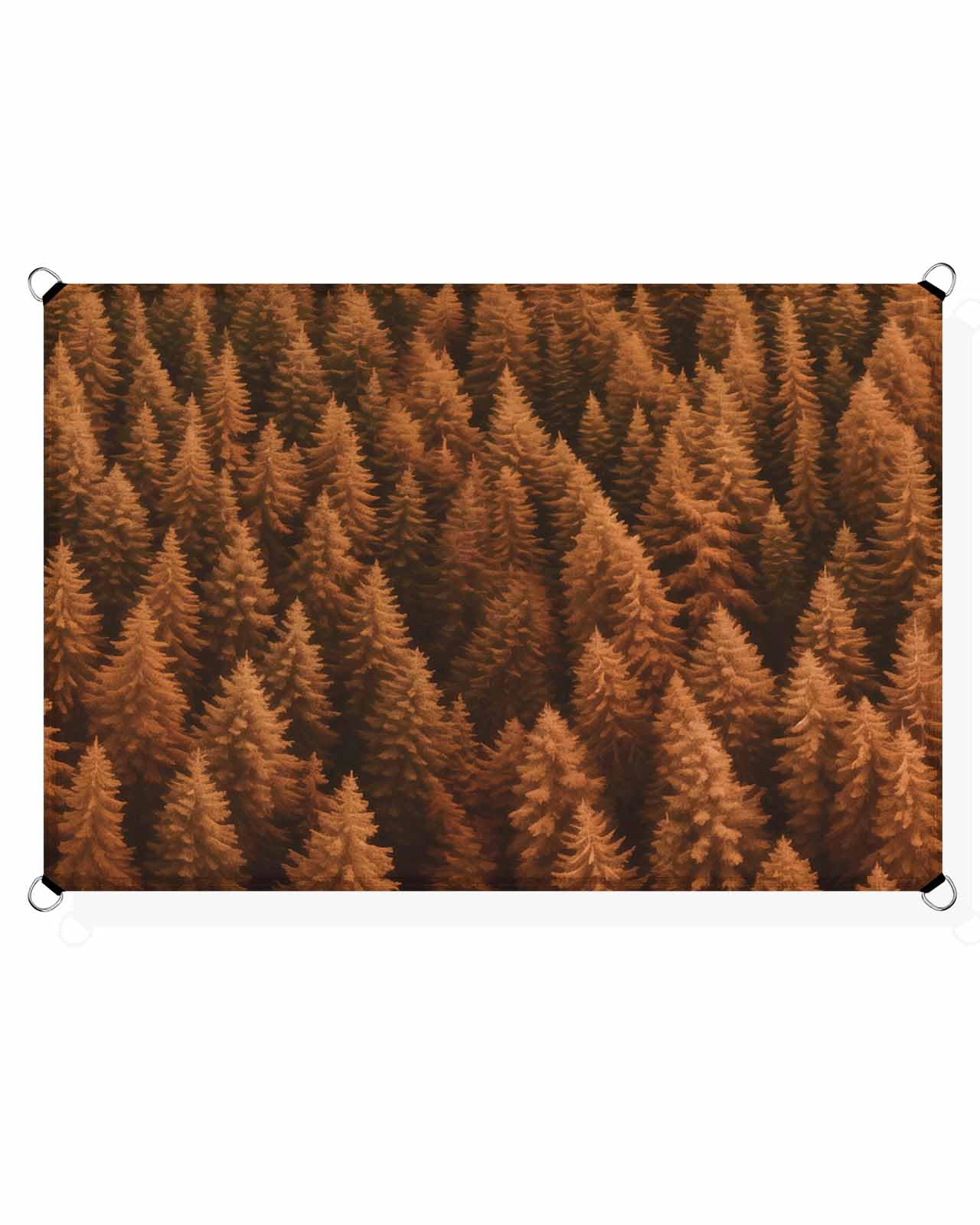 Boanket Sun Shade Sail 14' x 18', Burnt Orange Forest Large Heavy Duty Outdoor Shades Sun Screen, Modern Pine Trees Mysterious Art Shade Cloth for Patio Deck Terrace Garden Lawns Beach Backyard