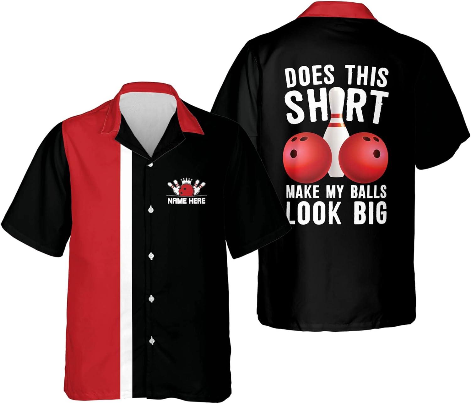LASFOUR Custom Funny Bowling Shirts, Vintage Bowling Shirts Retro with Names, Button-Down Short Sleeve Hawaiian Bowling Shirt