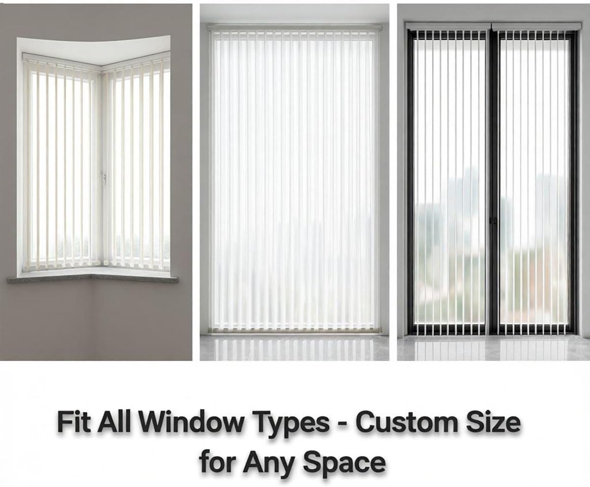 Vertical Blinds, 100% Blackout Sliding Door Blinds, Custom Adjustable Vertical Shades for Sliding Glass Door, Patio & Windows, Thermal Insulated & Waterproof Shade Curtains Cordless