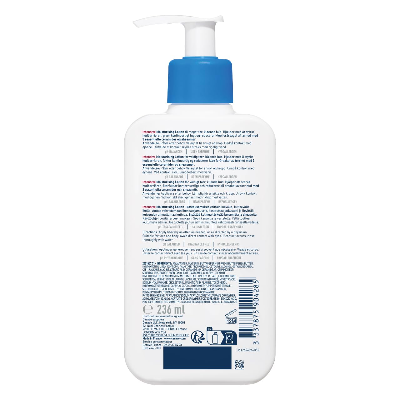 CeraVe Moisturising Lotion 236ml – Rich Daily Face & Body Moisturiser with 3 Ceramides & Hyaluronic Acid, 24-Hour Hydration, Lightweight, Fragrance-Free for Normal to Dry Skin