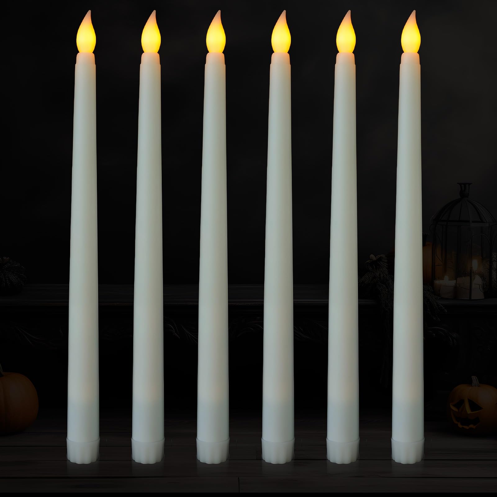 Aihoom Flameless LED Candle Sticks, 6Pcs Led Taper Candles, Battery Operated, Realistic Flickering, Fake Candles for Home, Weddings, Parties, Valentine's Day Decor, White (Without Remote Control)