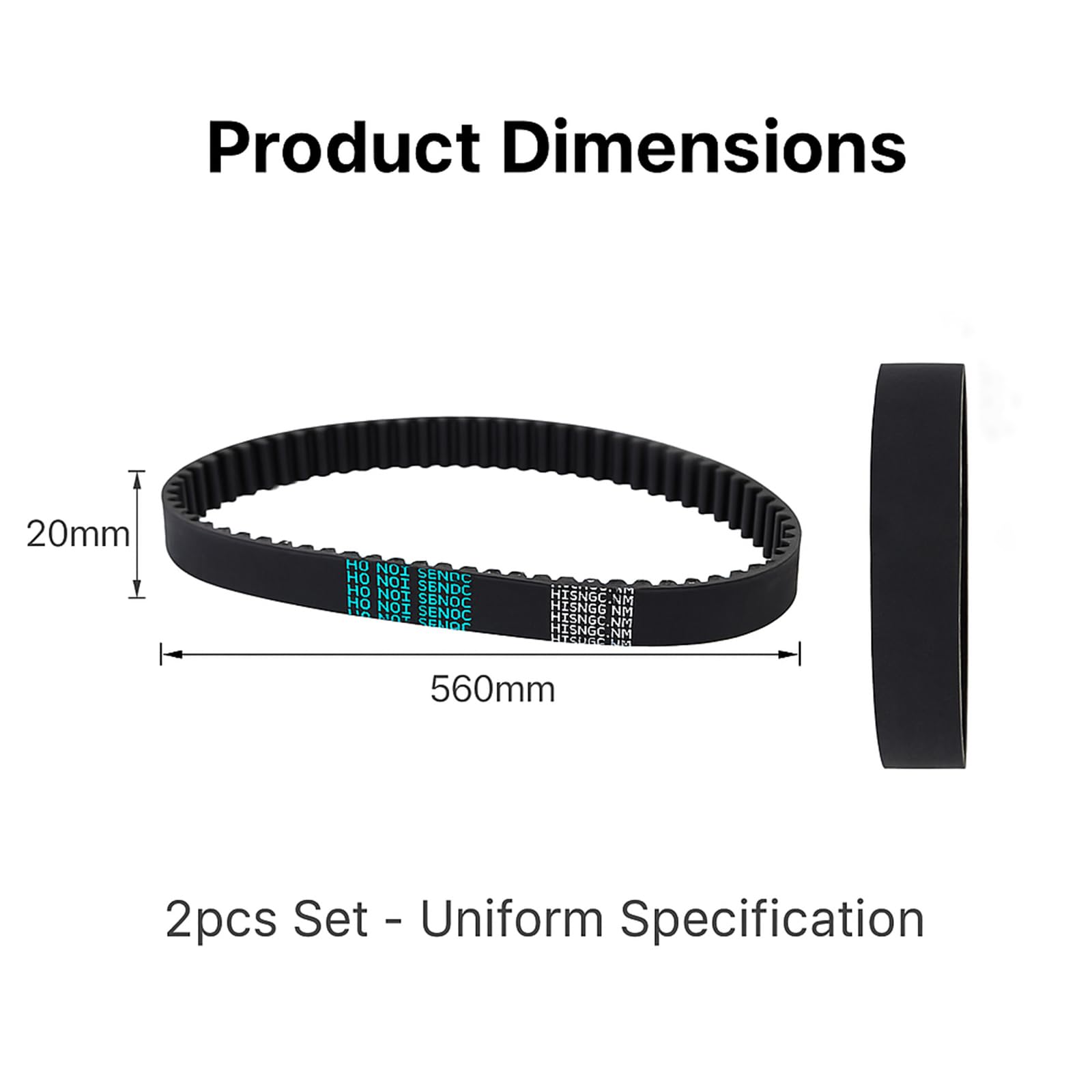 Lot de 2 courroies d'entraînement de moto pour Surron Light Bee X, X160, X260, Talaria XXX, 560-8 m - Courroie de transmission de rechange de 15 mm pour Surron