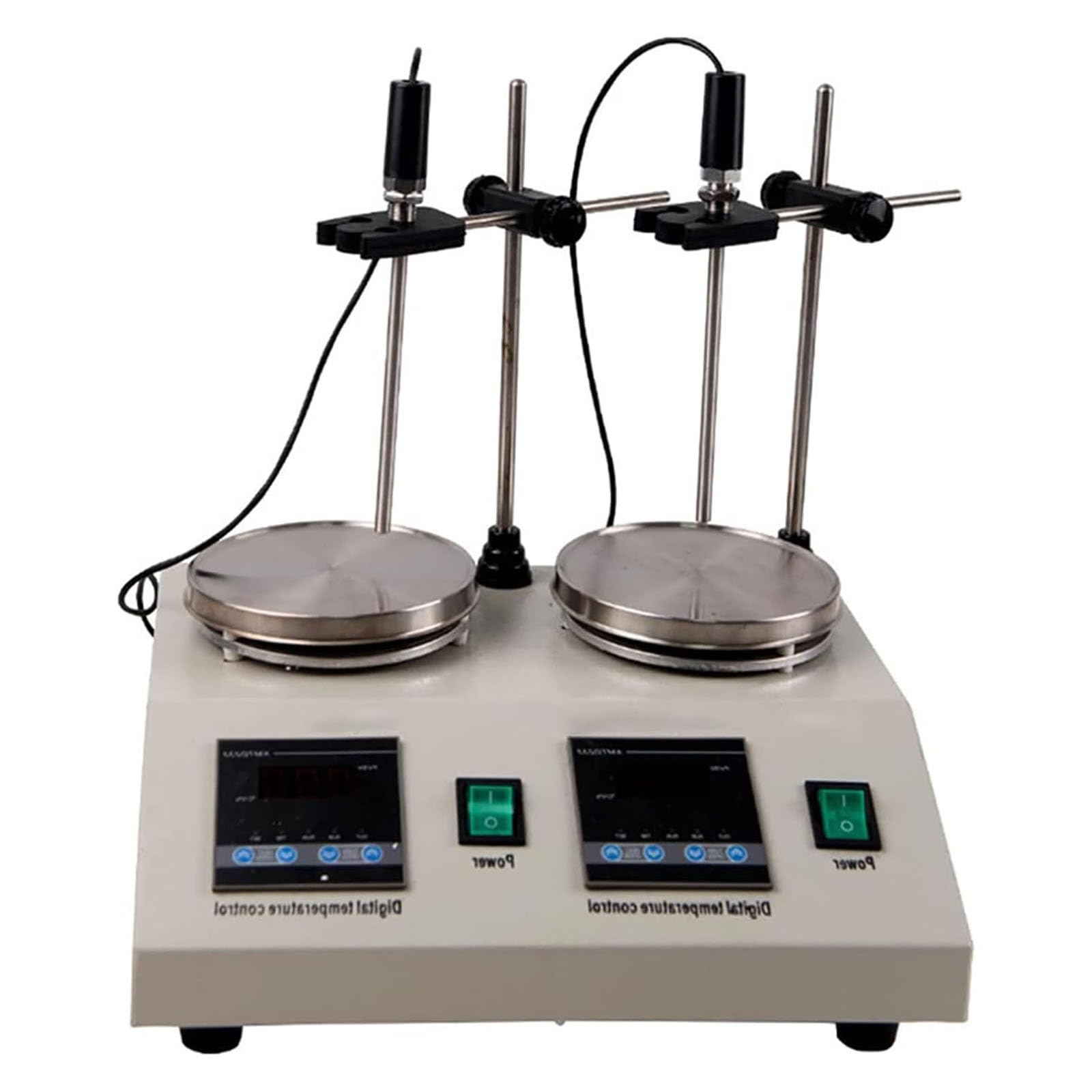 Agitatore magnetico con piastra riscaldante a 2 teste Miscelatore da laboratorio digitale da 2 litri 2400 giri/min