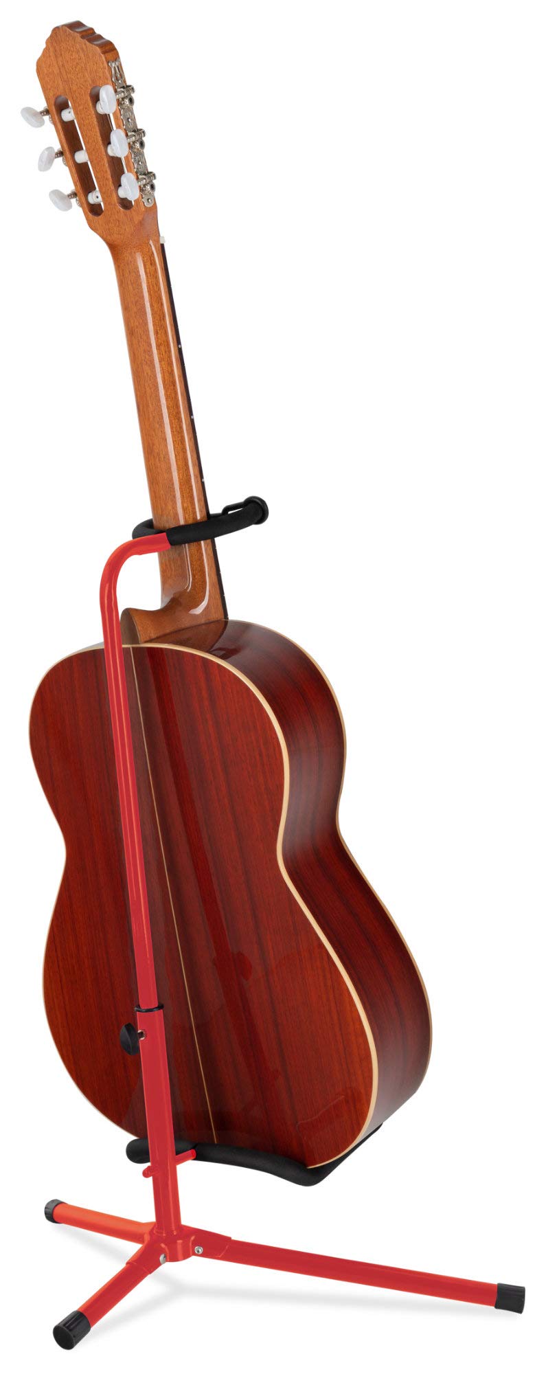 5x Classic Cantabile Gitarrenständer - Universal Gitarrenständer für Konzertgitarre, Westerngitarre, E-Gitarre, E-Bass - Gepolsterte Auflage - Klappbarer Gitarrenständer - Rot
