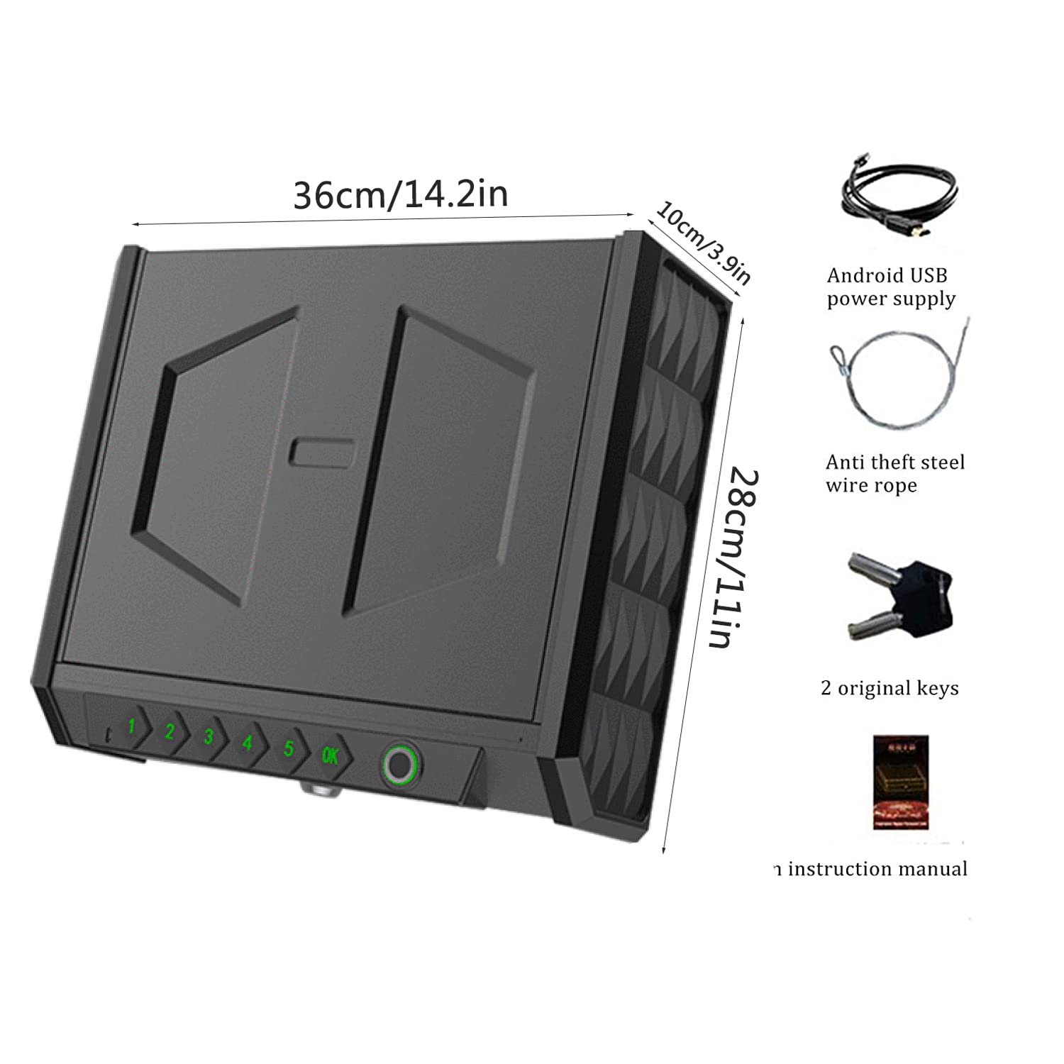 Cassaforte per Armi da Fuoco, Custodia per Armi da Fuoco con Accesso a 3 Vie, Tecnologia biometrica avanzata, cassaforte da Viaggio, Design Portatile, cassaforte per Pistola, Contanti, Gioielli