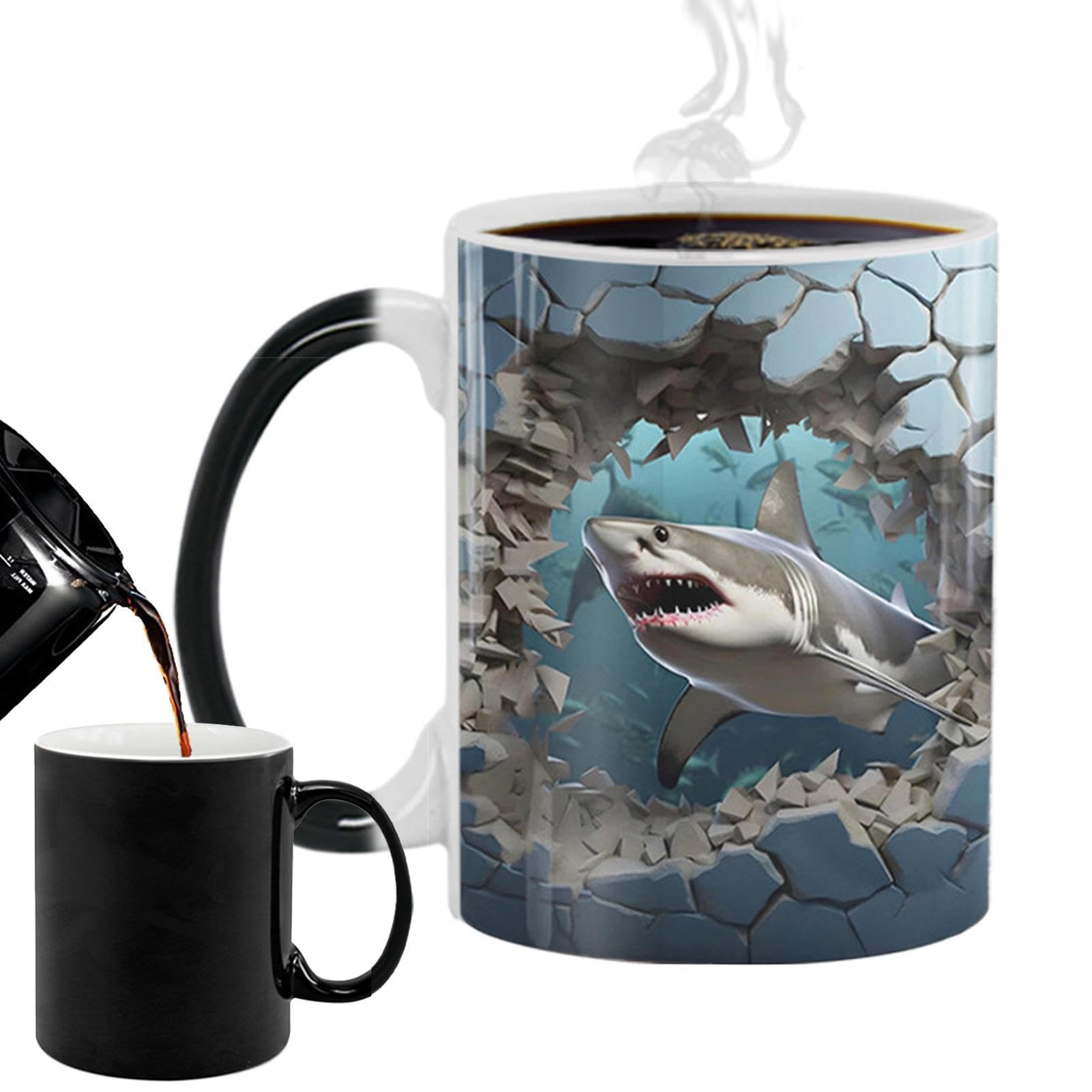 Taza que cambia de color de cerámica: tazas de café novedosas con peces de mar