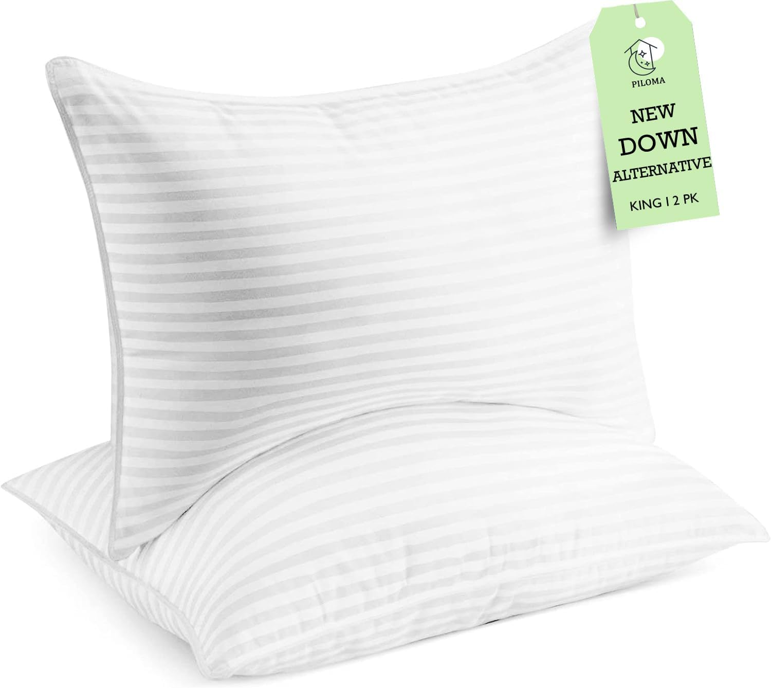Hotel Collection Bed Pillows Set of 2 King Size - Down Alternative Microfiber Filled Soft Bedding Pillow for Back, Stomach or Side Sleepers