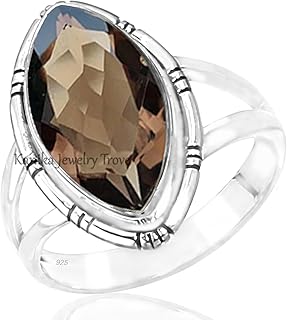Smoky Quartz Gemstone Solid Sterling Silver Handmade Jewelry Ring Mother's Day Gift, Ring for Women & Girl