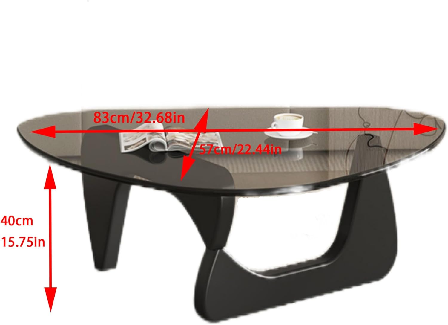 easysoul modern glass coffee table, abstract round tea tables for living room home office industrial cocktail tables (black-gray glass, 32.68\") black-gray glass 32.68\"