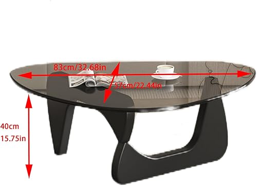 Miniatura 2 de EASYSOUL Mesa de centro moderna de cristal, 32.68 pulgadas de profundidad x 22.44 pulgadas de ancho x 15.75 pulgadas de alto, mesas de té redondas
