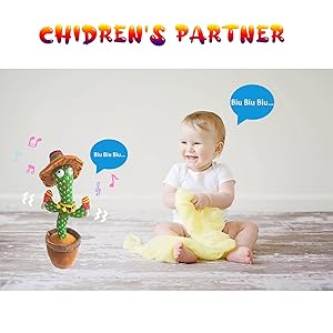 Vocloud Dancing Cactus Talking Toy - Interactive Singing Baby Toy for 0-12 Months Infants, Tummy Time Toys for 1 Year Old Boy/Girl, Sensory Toy for Toddlers (6+ Months Easter Basket Stuffers