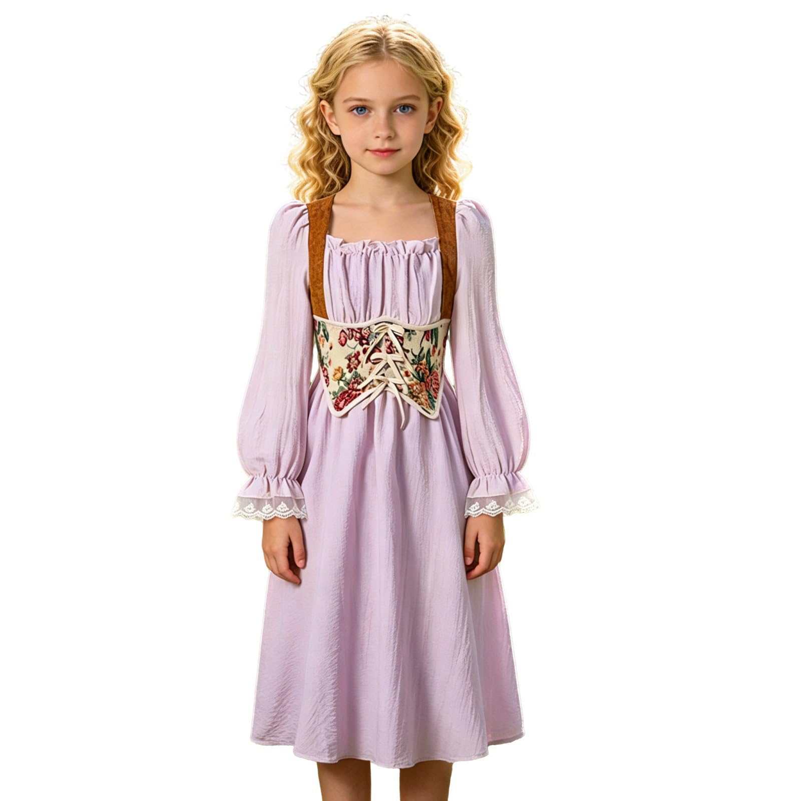 Girls Dress French Palace Medieval Vintage Long Sleeve Princess Dress Elegant Quality Spring Autumn 7-12 Years