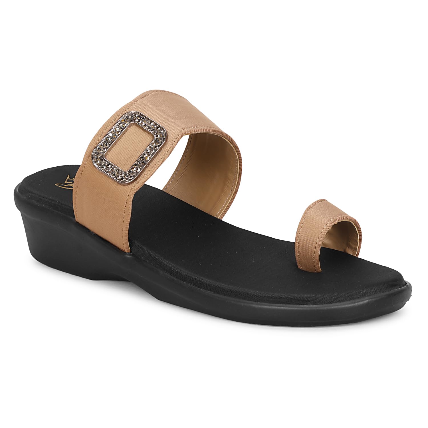Women's Toe Ring Wedge Sandals, Embellished Buckle Strap, Casual Slip-On Flats-image-39