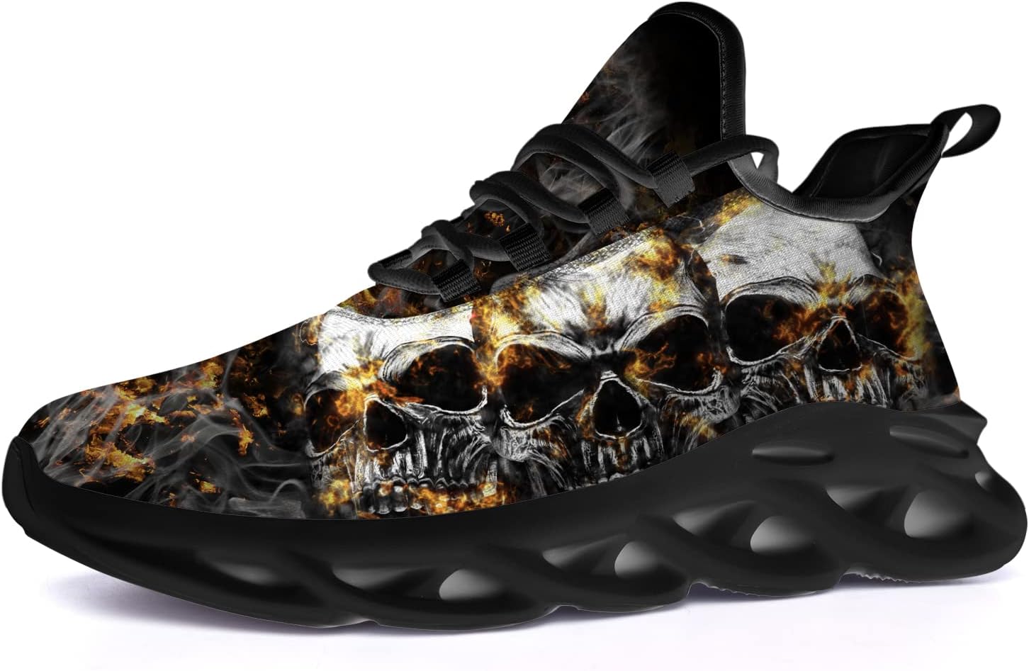 Ciadoon Skull Shoes for Women Men Road Running Cross Training Walking Tennis Lightweight Sneakers Retro Shoes Gifts for Him Her
