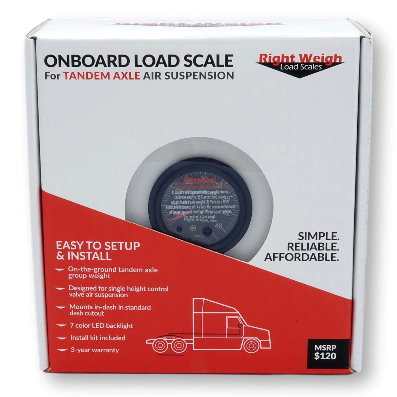 Right Weigh 510-46-RK Tandem Axle Load Scale Kit for Single HCV Air Suspension (Black Bezel)