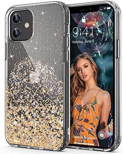 ULAK Glitter Case Compatible with iPhone 11, Clear Glitter Stars Case Sparkly Soft TPU + Hard PC Bumper Cover Bling for Women Girls Protective Phone Case for iPhone 11 6.1 inches - Glitter