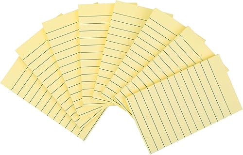 Notas adhesivas forradas de 3 x 5 pulgadas, 8 blocs de notas adhesivas (400 hojas), notas adhesivas amarillas grandes para postes, adhesivo fácil de