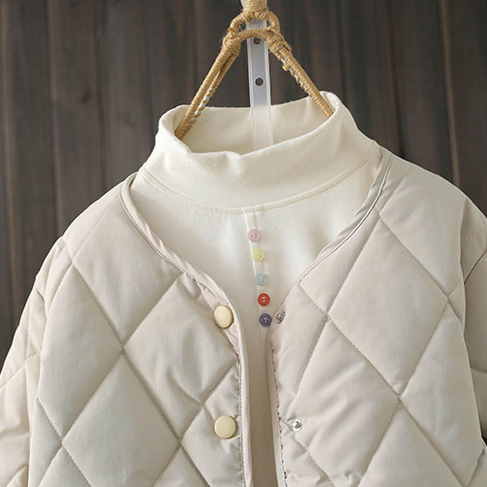 Chaqueta Mujer Abrigo Entretiempo Invierno Cazadora Plumiferos，Chaqueta acolchada corta ligera sin cuello forma mujer algodón moderna abrigo casual diario elegante cálida transpirable fácil combinar