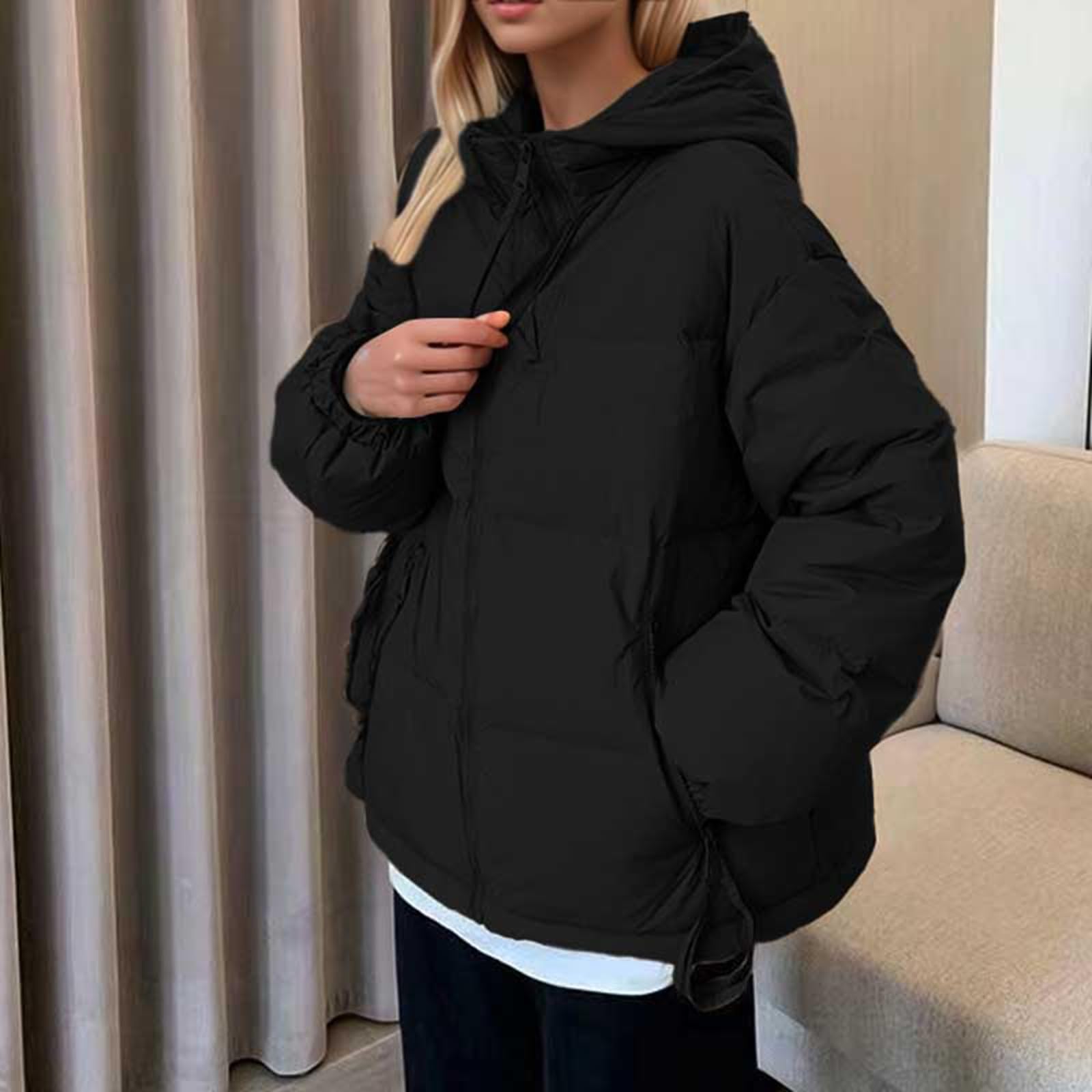 Generisch Cappotto invernale da donna invernale spesso piumino corto elegante cappotto caldo per il freddo