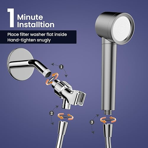 Miniatura 8 de Ion Drops Filtered Shower Head with Handheld, High Pressure Shower Heads with 3 Spray, Showerhead with Filters Hand held for Hard Water, Remove
