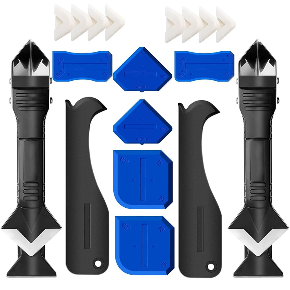 Silicone Caulking Tool Kit, 3 in 1 Caulk Remover Tool and Sealant Scraper with