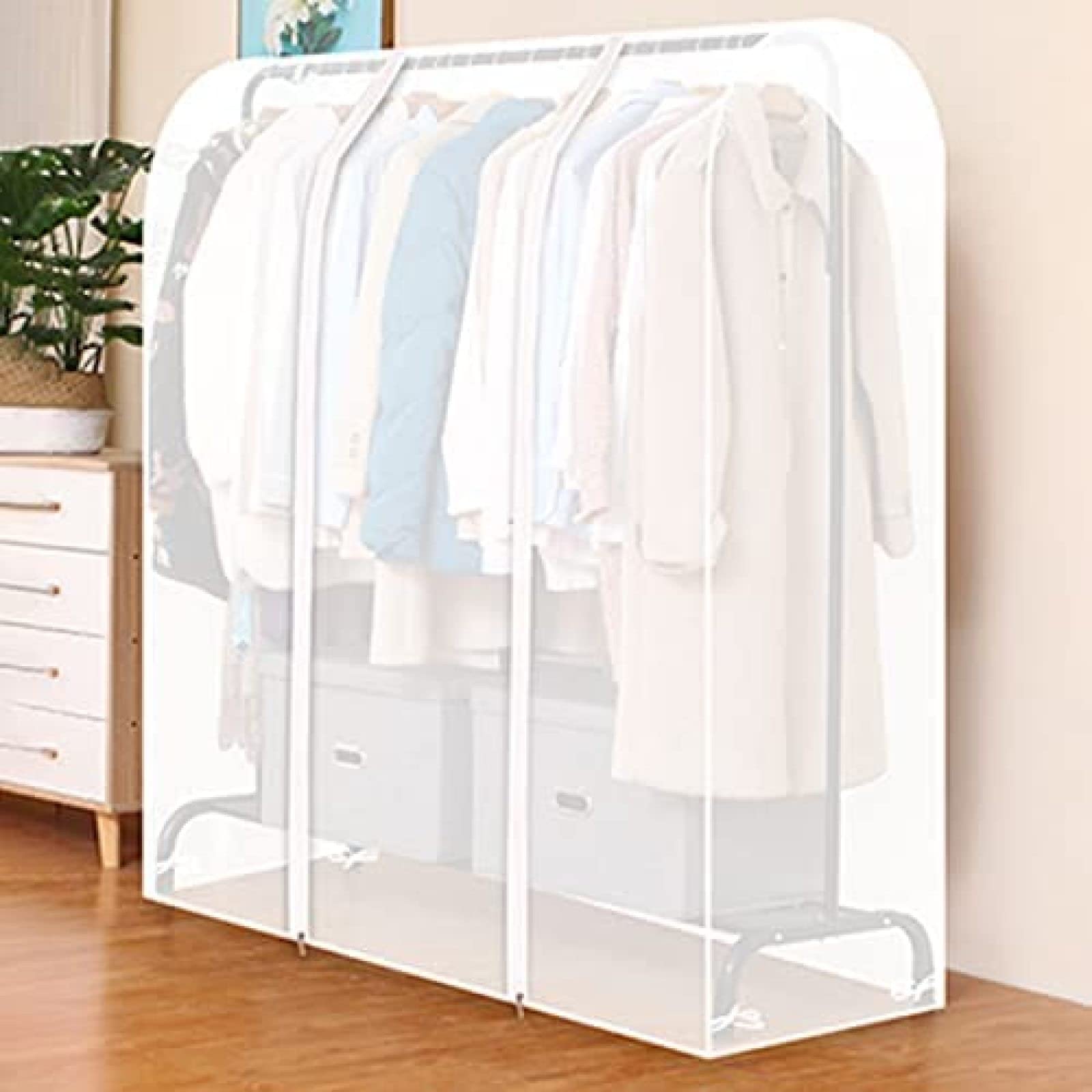 Fundas Para Ropa Transparentes, Fundas Para Colgar Ropa, Fundas Para Percheros Con Cremallera, Almacenamiento De Ropa Para Vestidos, Trajes, Abrigos Y Más,Translúcido,150 * 50 * 110cm