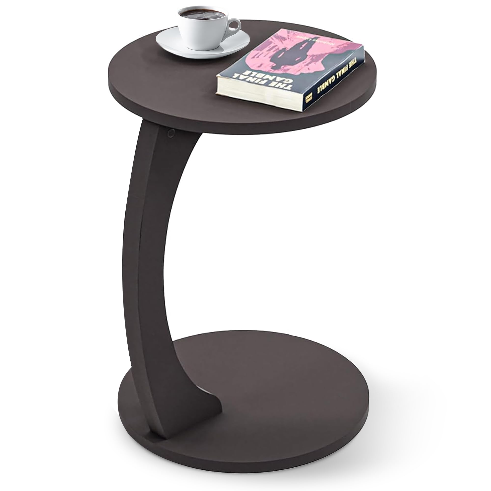 Beistelltisch Holeby – C-Form Rolltisch mit vier Rollen, Grau