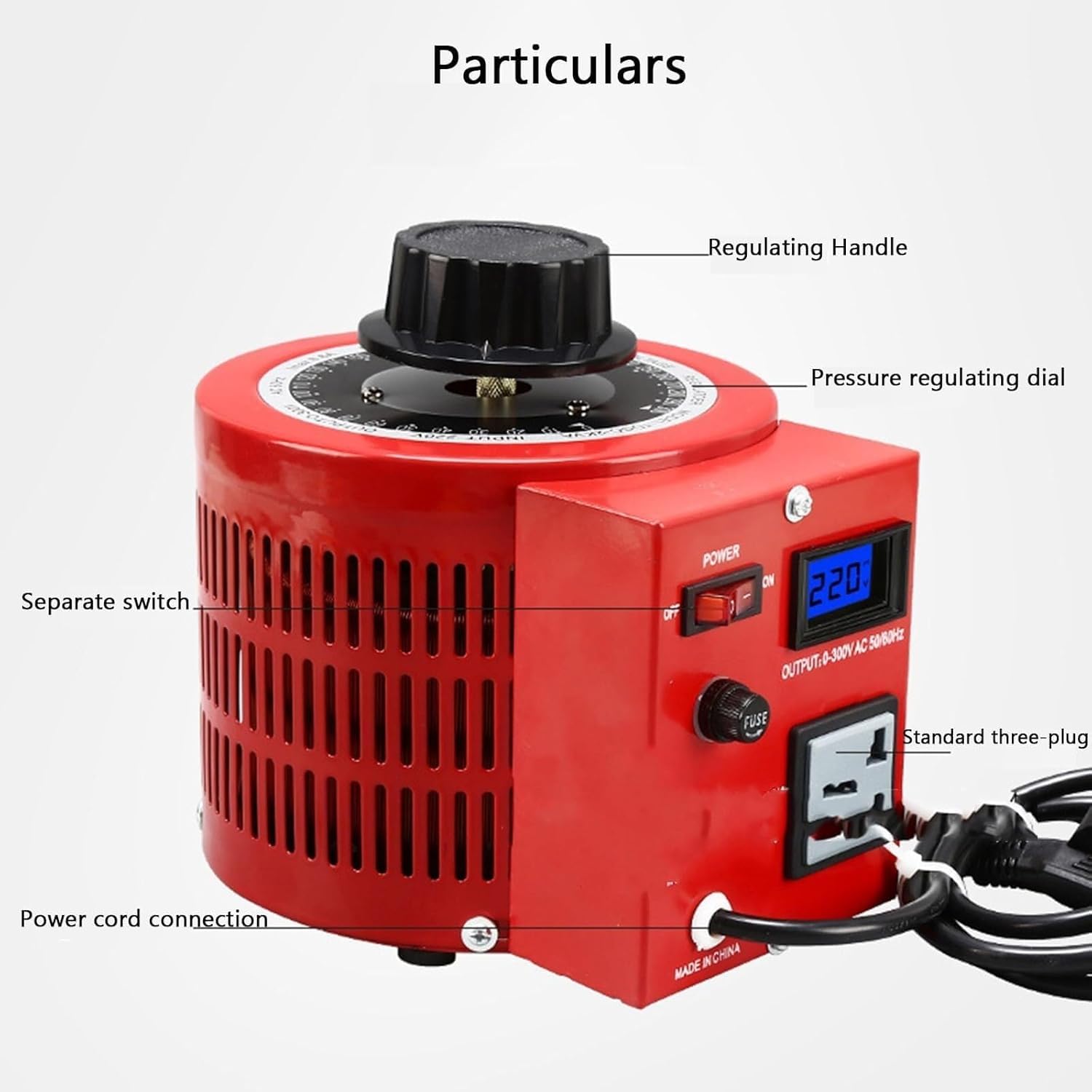 Transformador Variable, Regulador De Voltaje Monofásico con Pantalla Digital, Bobina De Cobre Integrada De 500 Va A 3000 Va, para Pruebas De Tensión De Resistencia, 2000VA