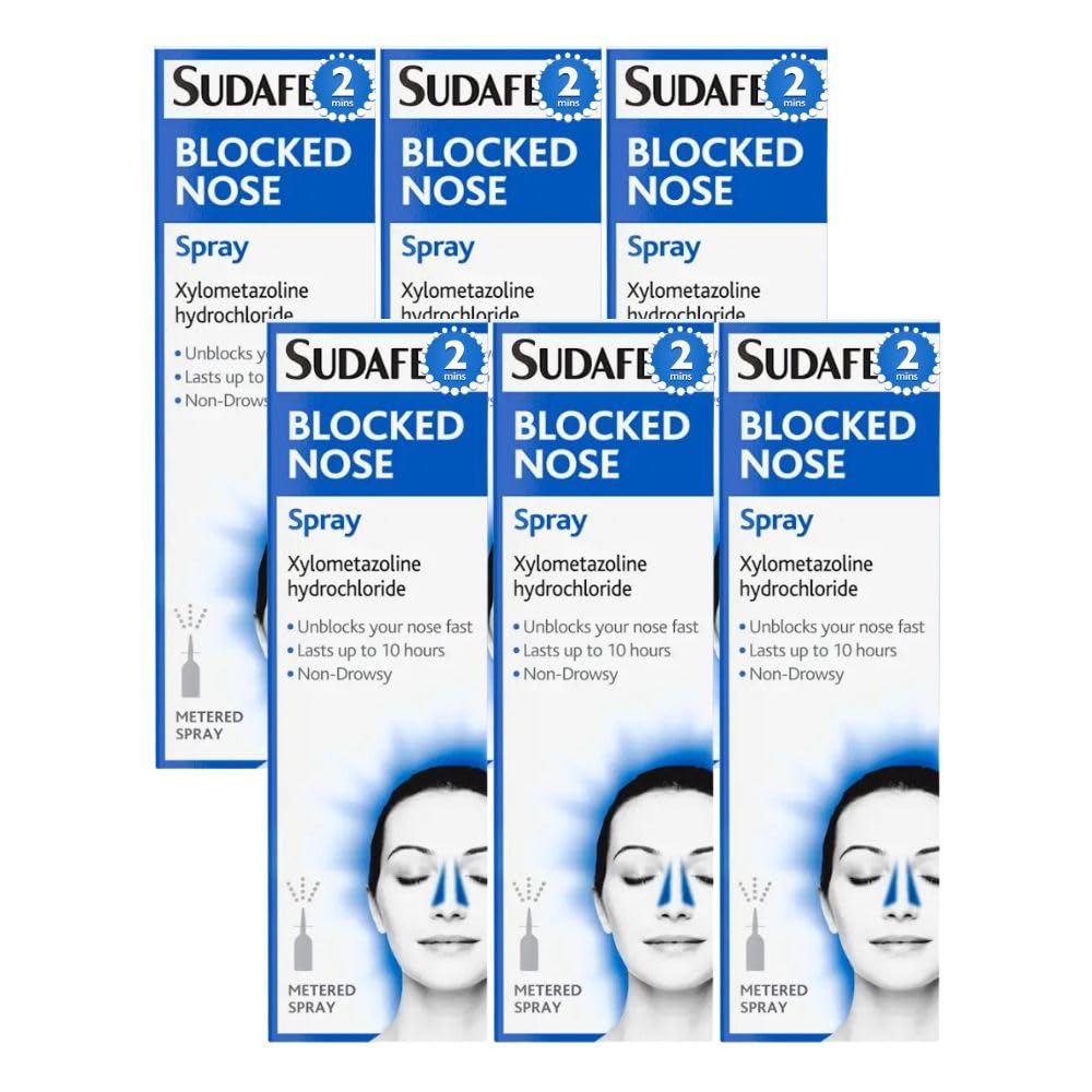 Blocked Nose Spray 15ml x 6 Compatible with Sudafed Fast-Acting Nasal Decongestant, Relieves Stuffy Nose, Cold & Allergy Relief Care with Welari Thank You Card | (6 Pack)