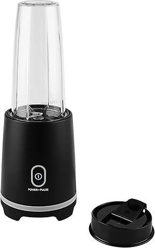 Batidora negra de una sola porción con 1 tapa de viaje, 16 onzas