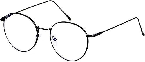 Miniatura 2 de ANDWOOD Gafas de bloqueo de luz azul para mujeres y hombres, computadora, cara pequeña, transparente, bloqueo de luz azul, marco de metal, redondo,
