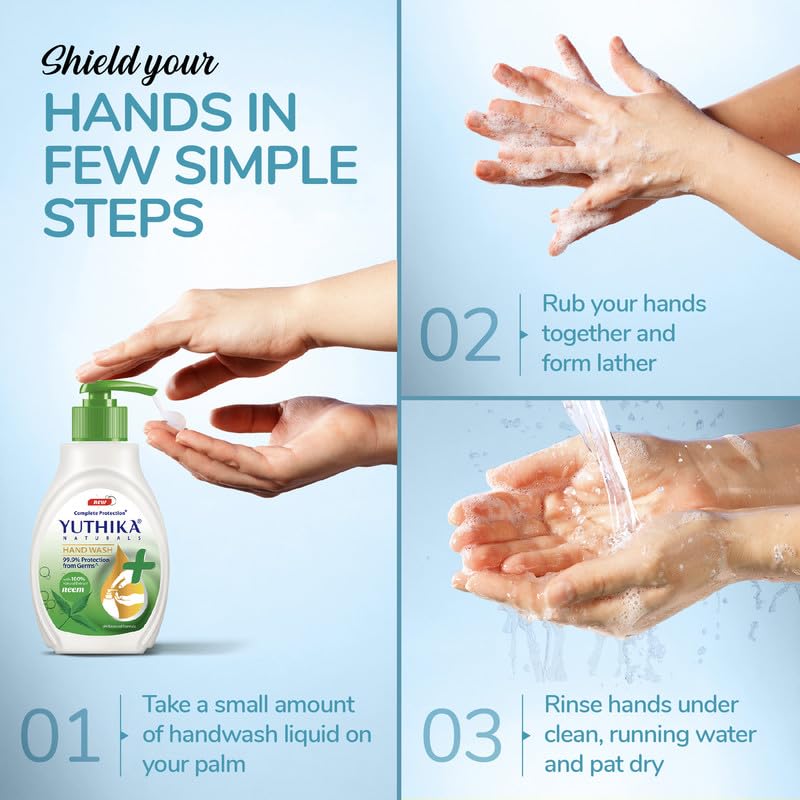 Yuthika Germ Protection Neem Hand Wash liquid Refill 675ml | Antibactirial Handwash with PH balanced Formula