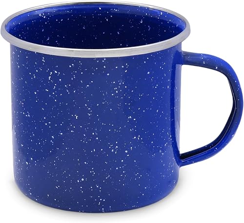 Grip 12oz Enamel Coffee Mug - Impact Resistant - Dishwasher Safe Enamel Finish - Great for Campsite, Tailgates, Picnics, BBQs (Blue)