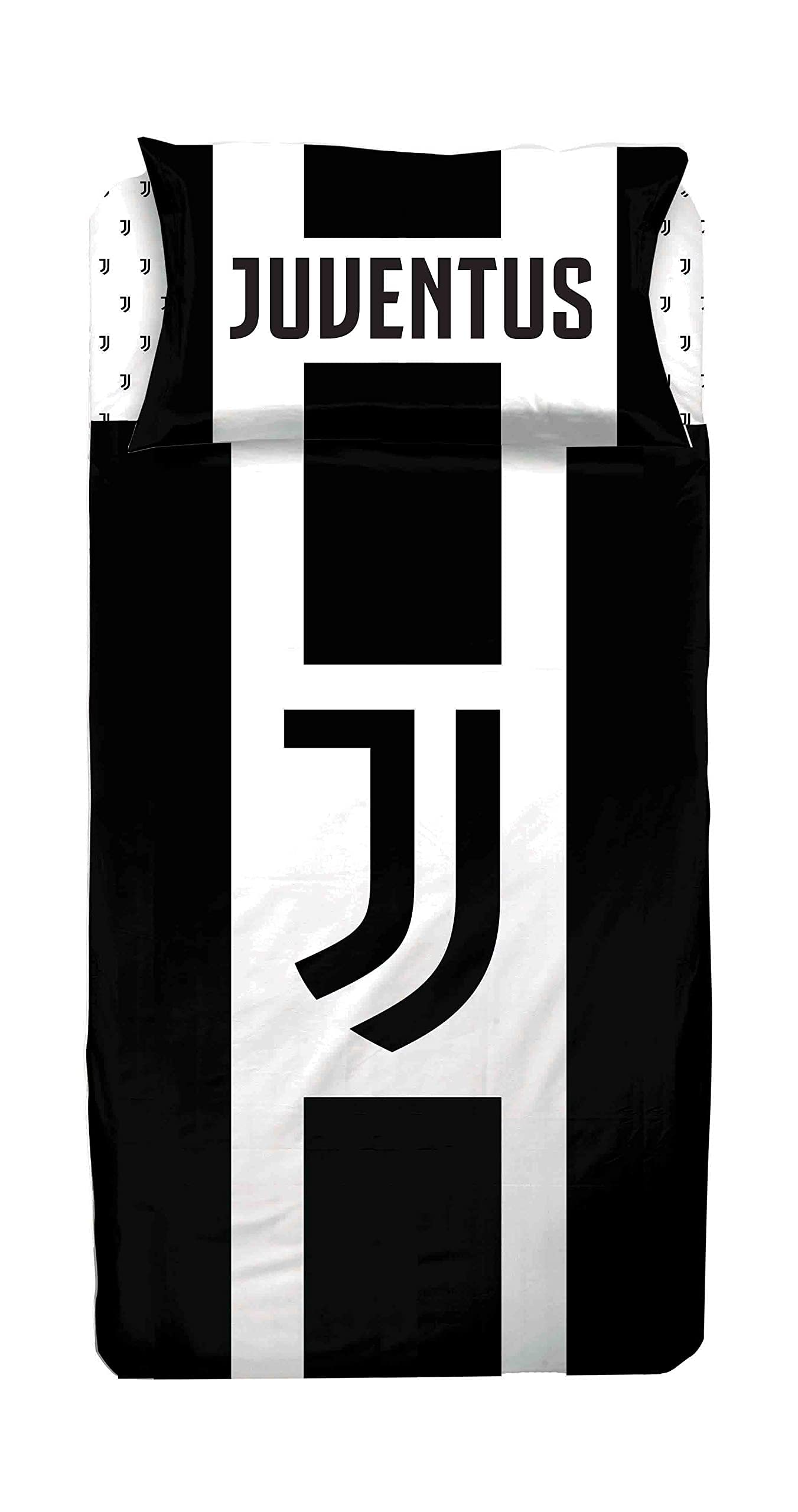hermet Juventus FC, Lenzuola Letto Singolo, Completo Lenzuolo 1 Piazza, Bianco Nero, Lenzuolo Sopra, Lenzuolo Con Angoli, Federa, 100% Puro Cotone, Prodotto Ufficiale