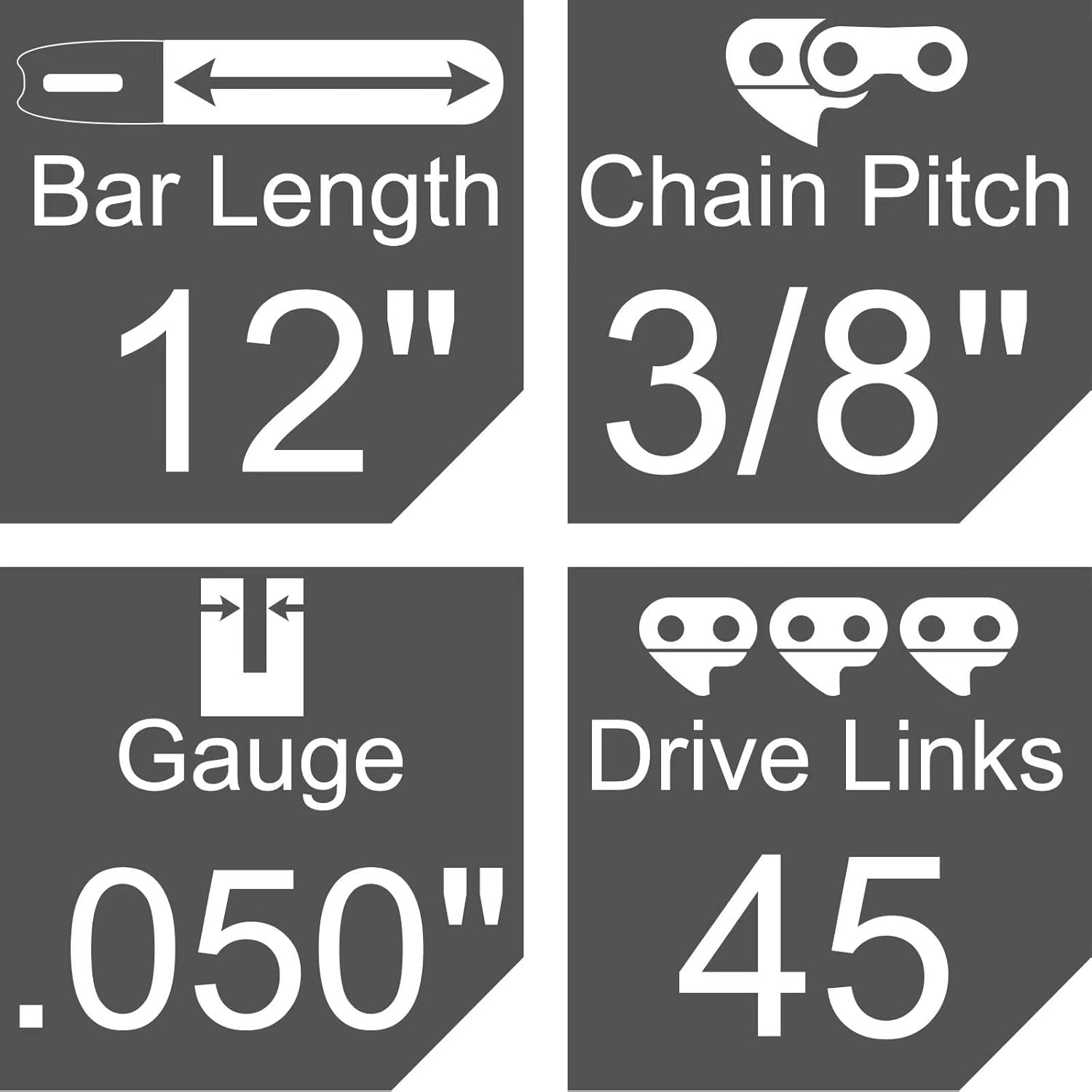 12inch Saw Chain and Guide Bar,Chainsaw Replacement Accessories Fits CRAFTSMAN CMCCS620M1;CMCCS620B,Fits ECHO CS-271T;Fits SunJoe SWJ698E;Fits Greenworks 2000219;Fits Oregon 27792（Bar+2 Chains)