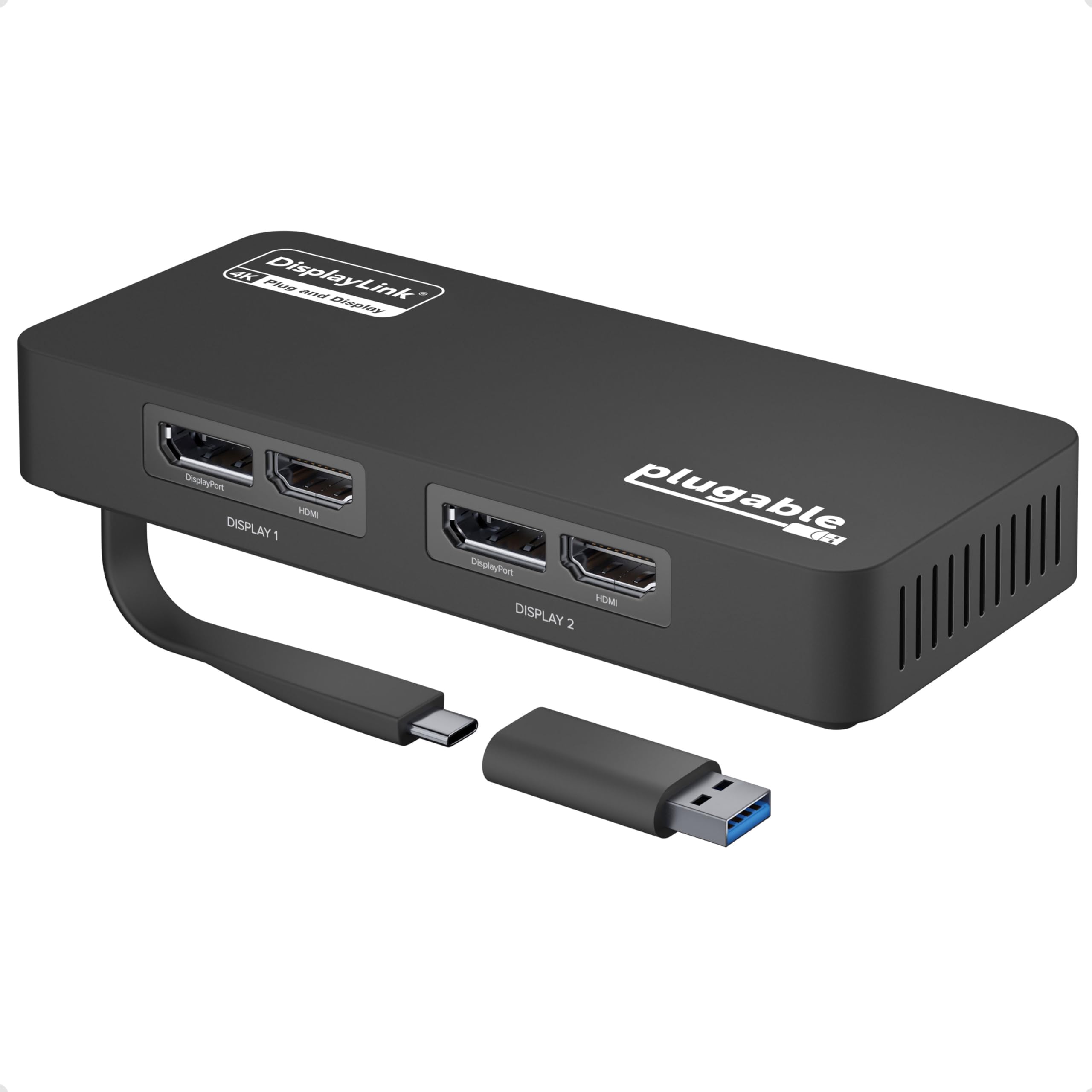 4K DisplayPort and HDMI Dual Monitor Adapter for USB 3.0 and USB-C, Compatible with Windows