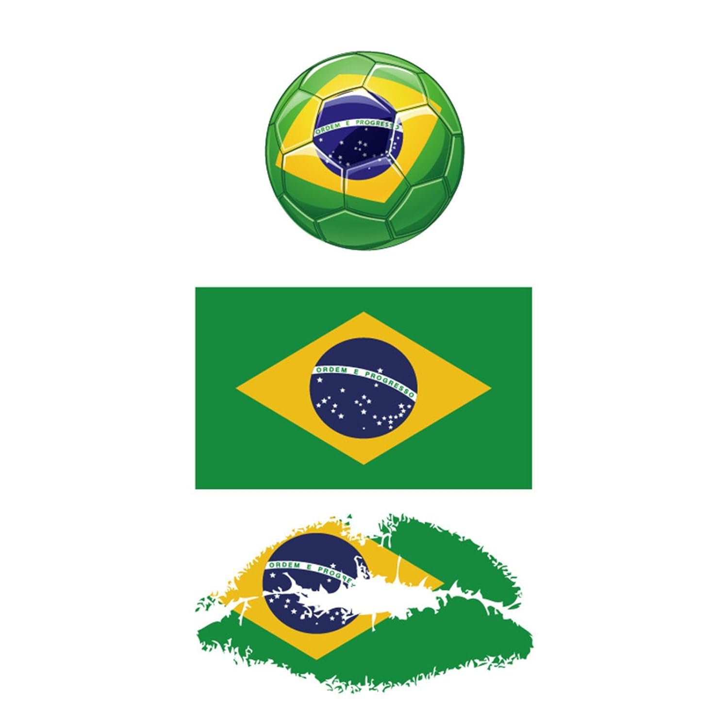 CARGEN National Flag Temporary Tattoos - 5 Sheets 3 Patterns Brazil Flag Tattoos for Brazilian Football Match World Cup Ball Game Great on Arm Face Shoulder for Kids Adults Party Festival