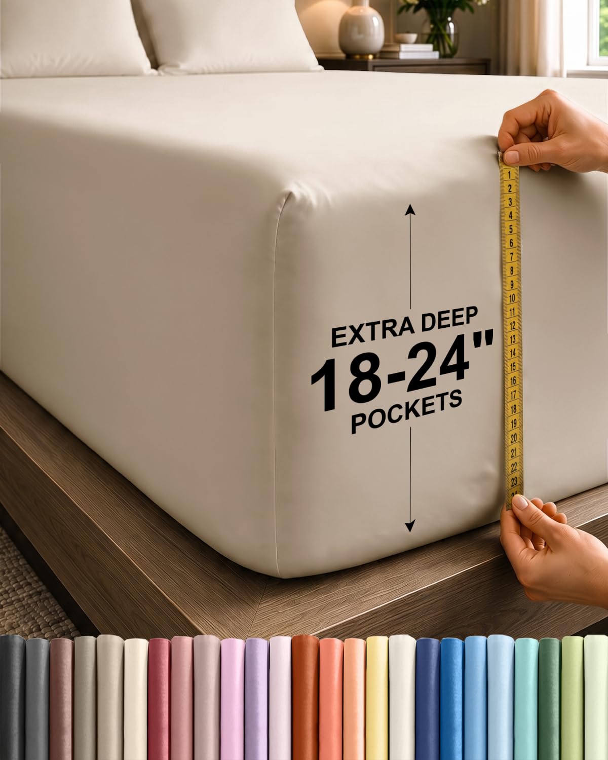 CGK Extra Deep Split King Single Fitted Sheet Only - Wheat