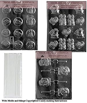 TURKEY LOLLY Chocolate Candy mold, Thanksgiving Mints chocolate candy mold & Thanksgiving assortment chocolate candy mold with Molding Instruction + 25 sticks
