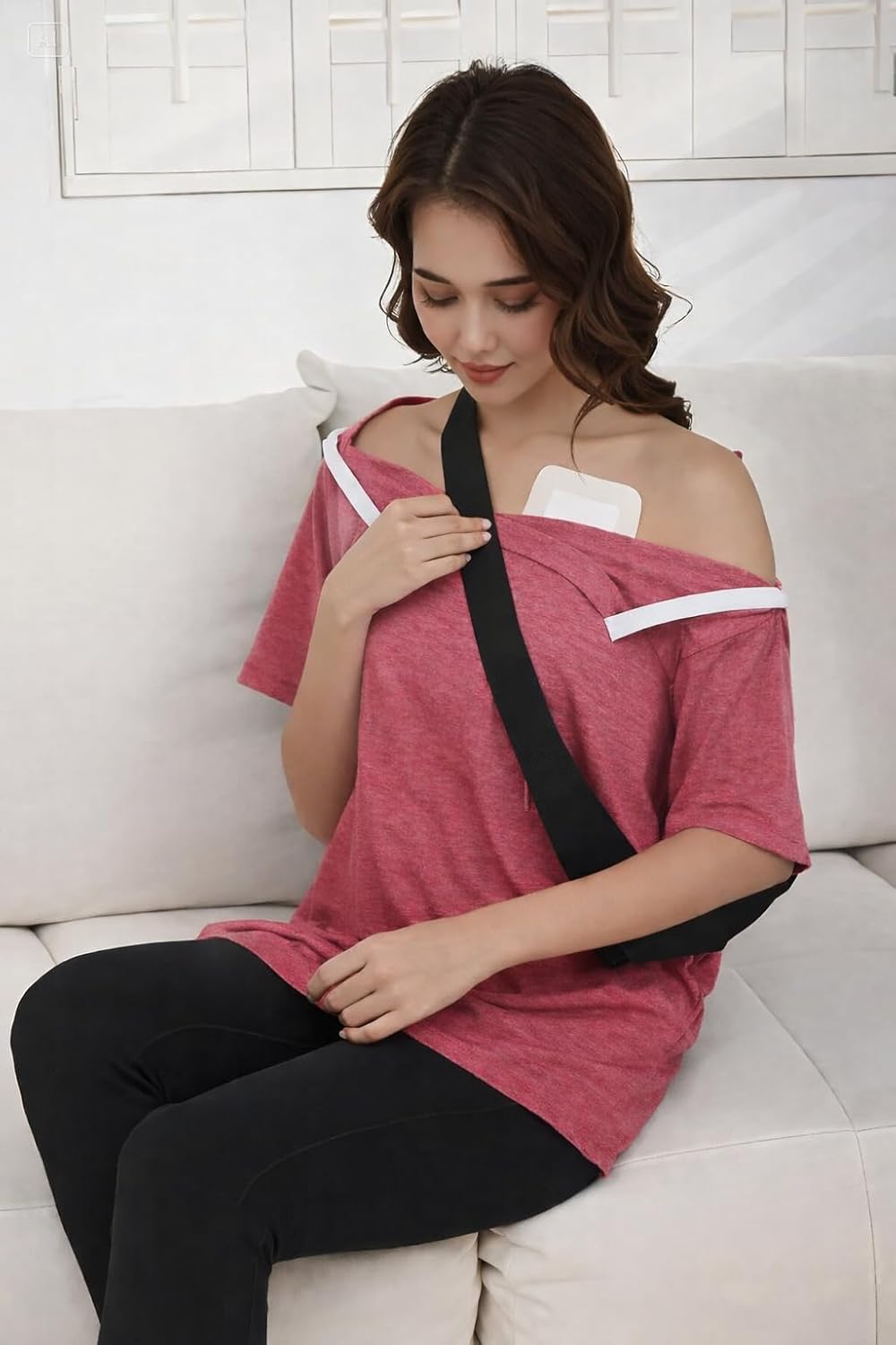 Women's Post Shoulder Surgery Tear Away Shirt Short Sleeve Side Snap Chemo Port Postpartum Shirts Adaptive Clothing - Image 3