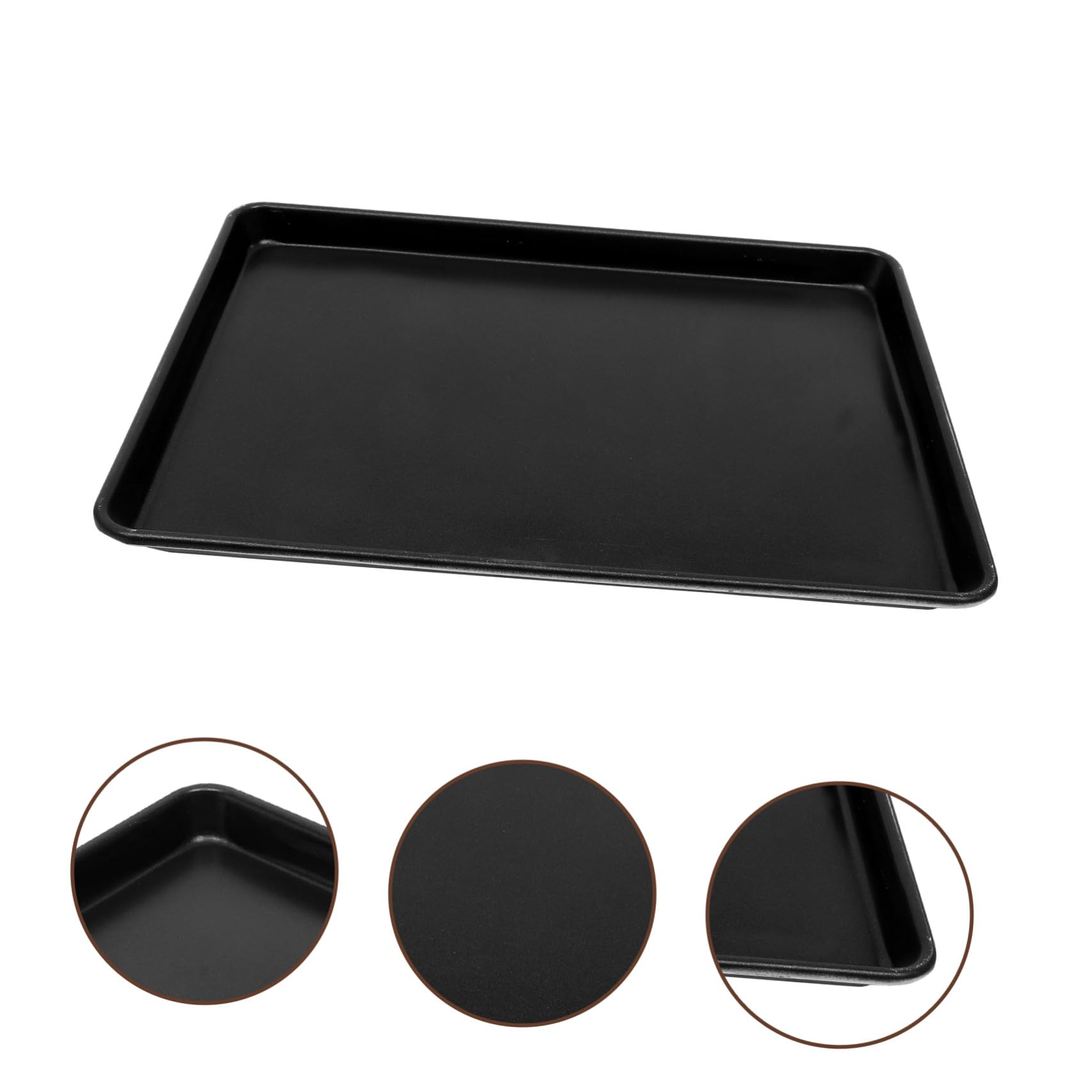 BESPORTBLE Bandeja y Fácil de Limpiar de Aleación de Aluminio para Hornear Rectangular Color Negro, Resistente a Altas Temperaturas para Cocinar y Hornear Pan en Familias Pequeñas
