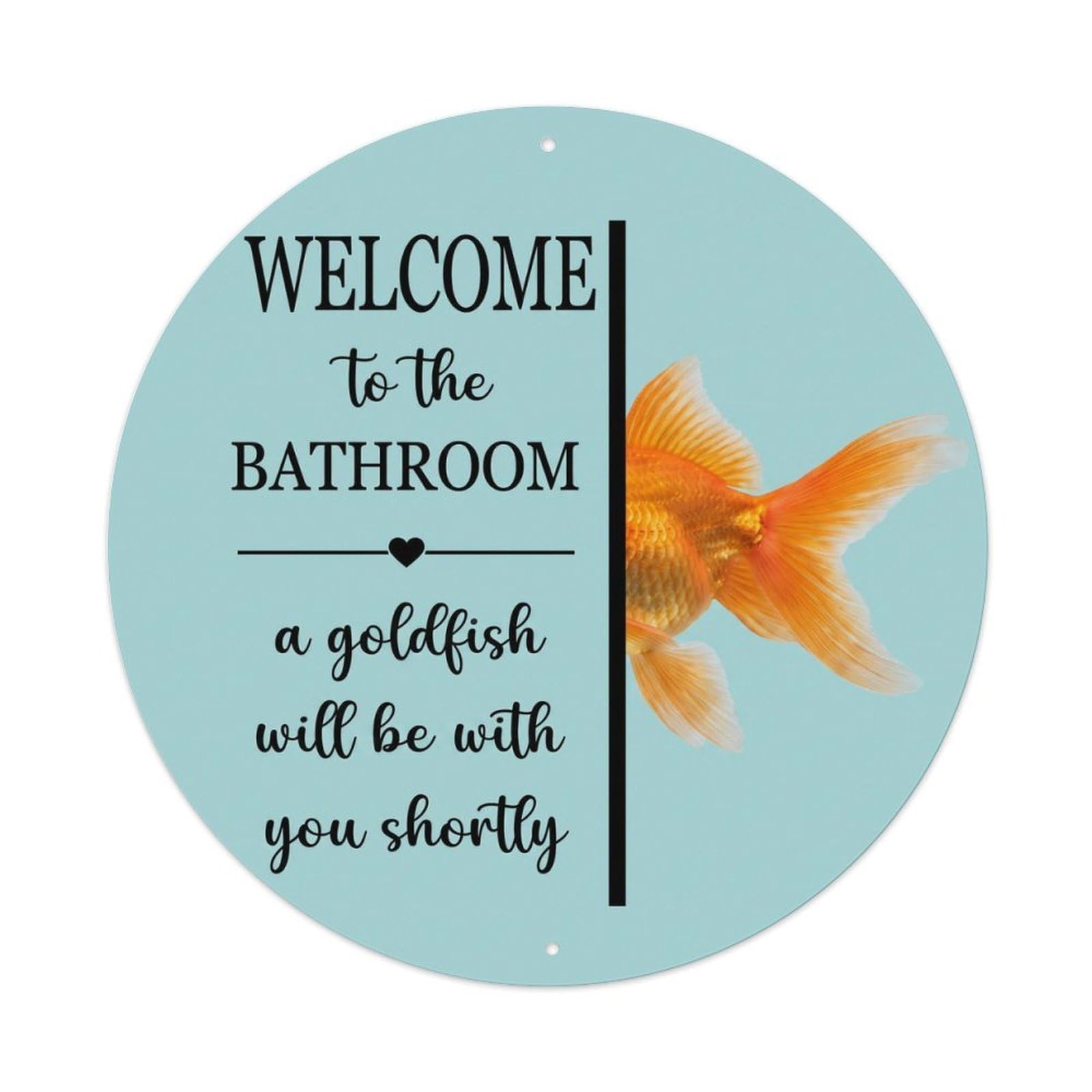 Vintage WELCOME To The BATHROOM Goldfish Metal Tin Sign