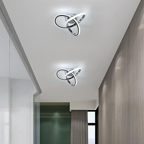 Miniatura 9 de DAXGD Lámpara de Techo LED Moderna, Lámpara de Techo de 22W LED 6500K Blanco Frío Diseño Espiral para Pasillo de Corredor Balcón Cocina (Plateado)