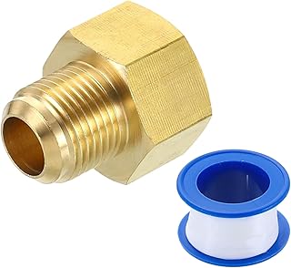 uxcell Brass Pipe Fitting, 1/2 SAE Male x 5/8 SAE Female Pipe Adapters Flare Tube Fitting for Air Gas Line Refrigeration HVAC