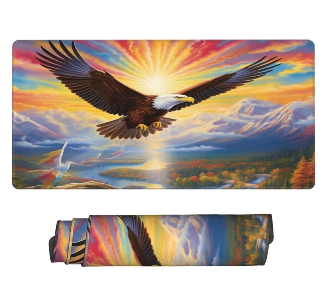 Tappetino Mouse XXL 1200x600mm Montagna Innevata Grande Mouse Pad, Tappetino Scrivania con Bordi Cuciti, Grande Mousepad Gaming con Base Antiscivolo per Giocatori, Ufficio e Casa (Aquila) -MP1546
