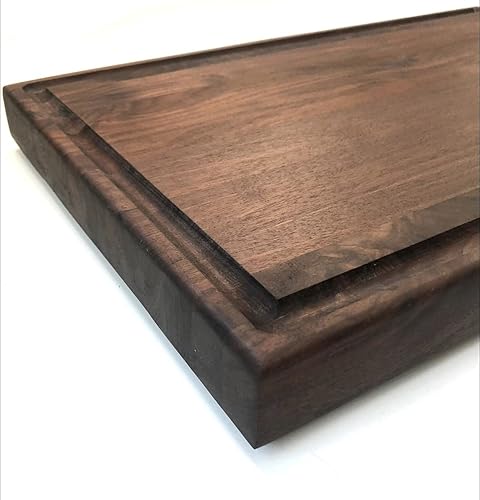 Miniatura 2 de Extra Large Black Walnut Cutting Board with Juice Groove Built in Handles and Rubber Feet. 2 Inches Thick
