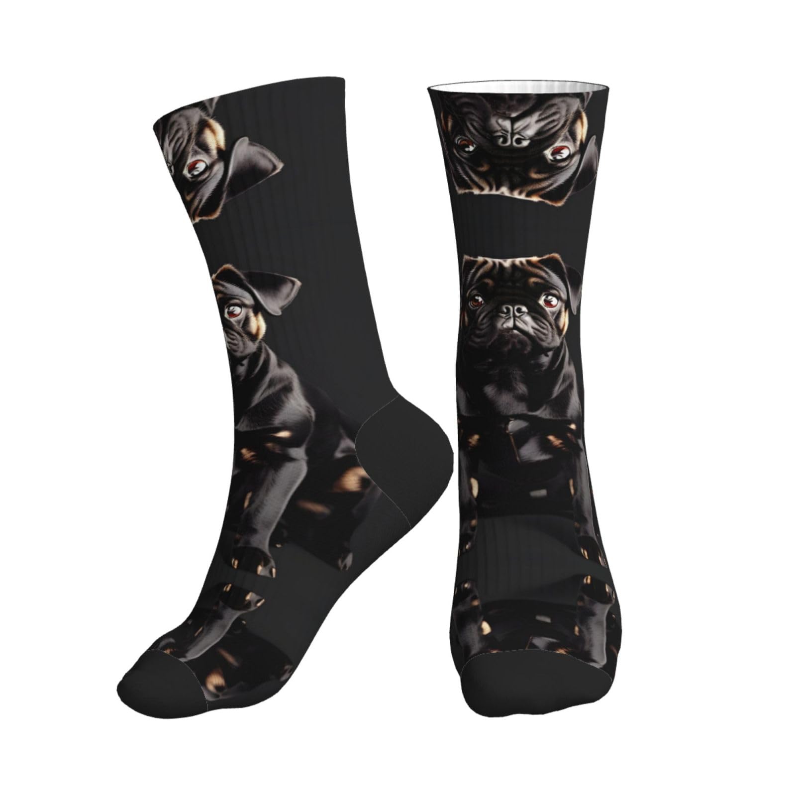ERSDWRE Cute Black Pug Dog-Standard-Scale-2_00x Print Crew Socks,Athletic Socks For Men,Womens Cushioned Soft Sock For Gym Running Sports
